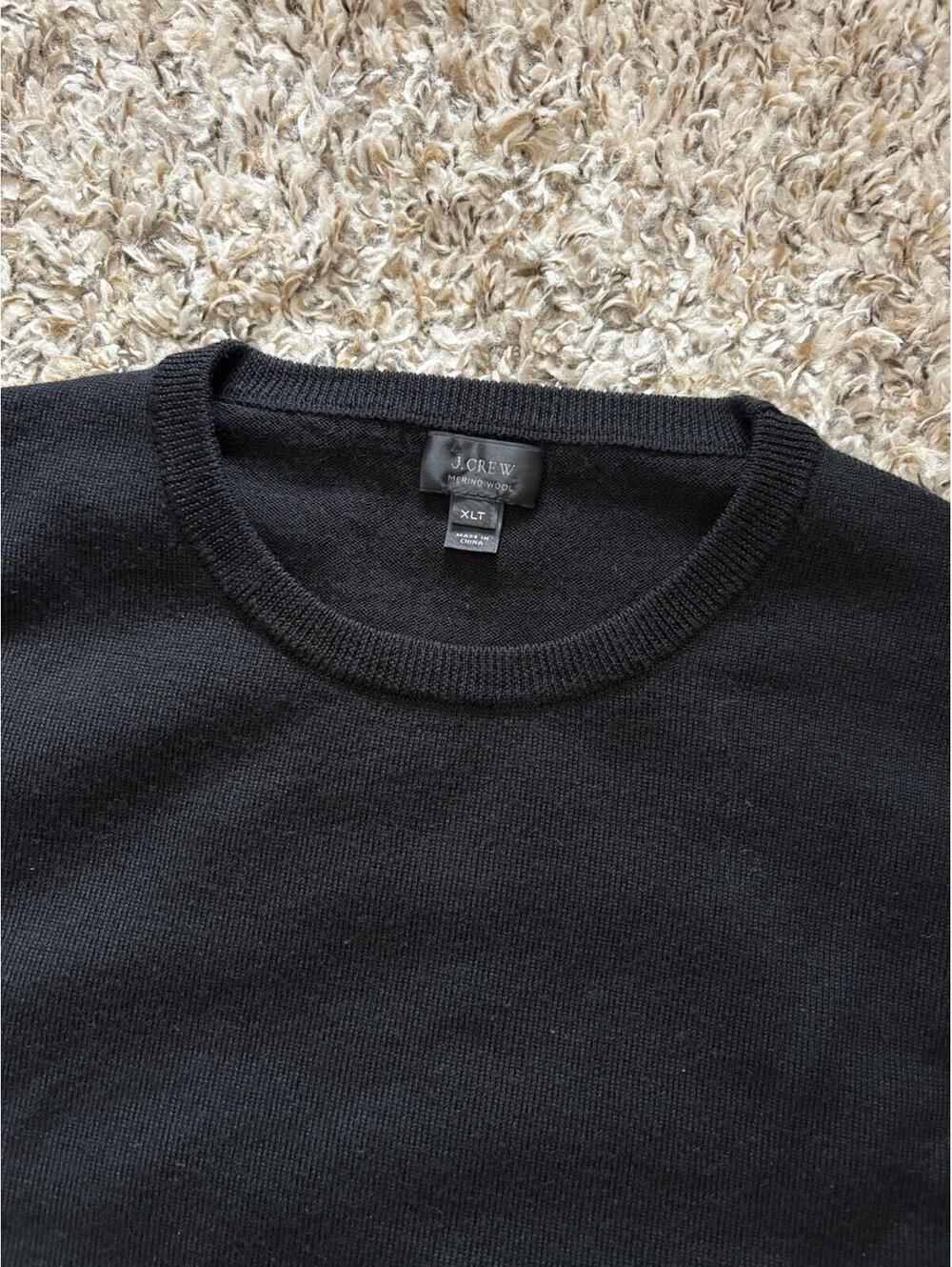 J. Crew Women's Black 100% Merino Wool Sweater Long Sleeve Layering Size XLT - Picture 8 of 9
